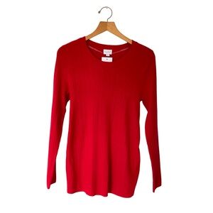 Isabel Maternity Red Ribbed Tunic Sweater Sz M Quiet Luxury Cozy Romantic NWT